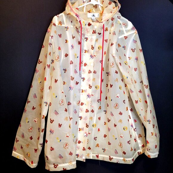 Disneyland Rain Jacket Adult XXXL Parks Food Snacks Zip Up Hood Drawstring 3X - Picture 1 of 11
